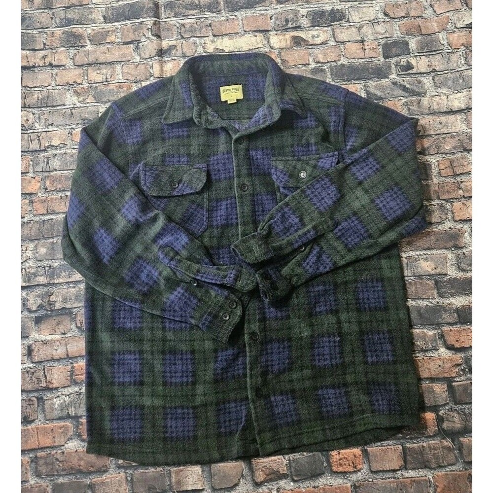 Rustic Ridge Fleece Flannel Jacket Plaid Size Large Blue & Green